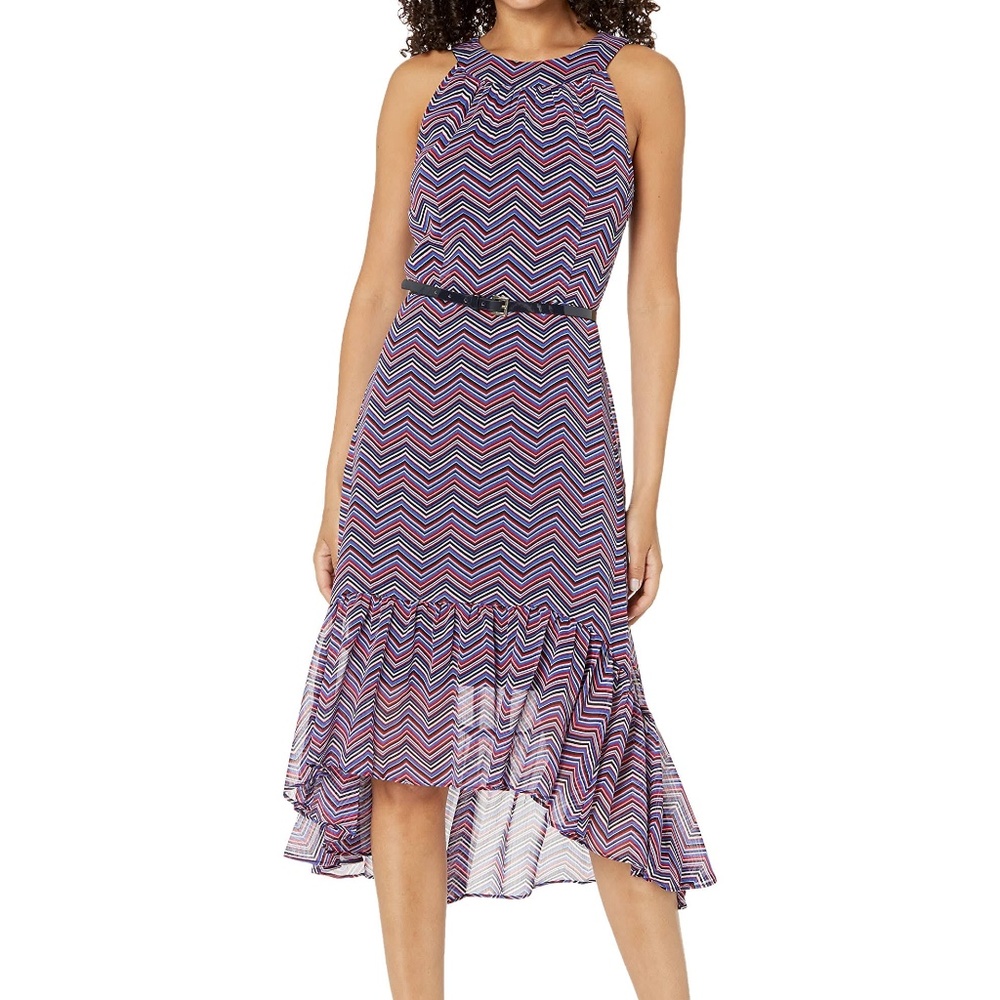 Tommy Hilfiger Women's High Low Belted Halter Dress Sz 10 NWT